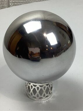 4” Metal Sphere Orb Gazing Ball on Silver Tone Stand
